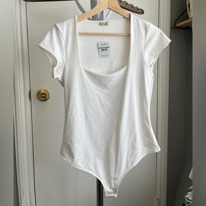 Free People Square neck white thong bodysuit